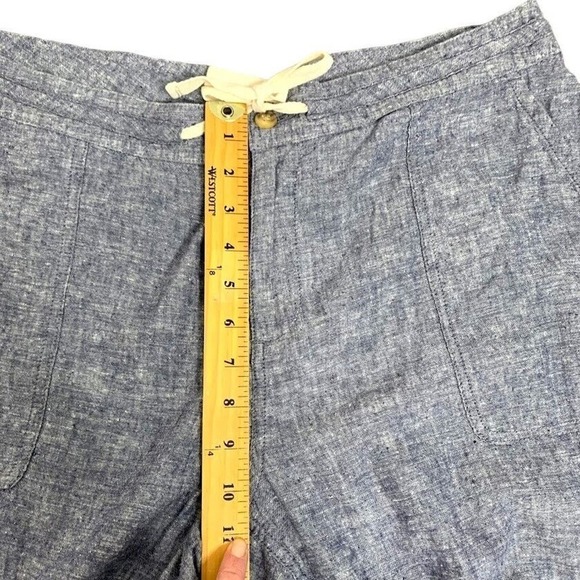 DULUTH Hemp Organic Cotton Pants Drawstring Blue Chambray Womens Size 18 Pockets - Picture 9 of 10